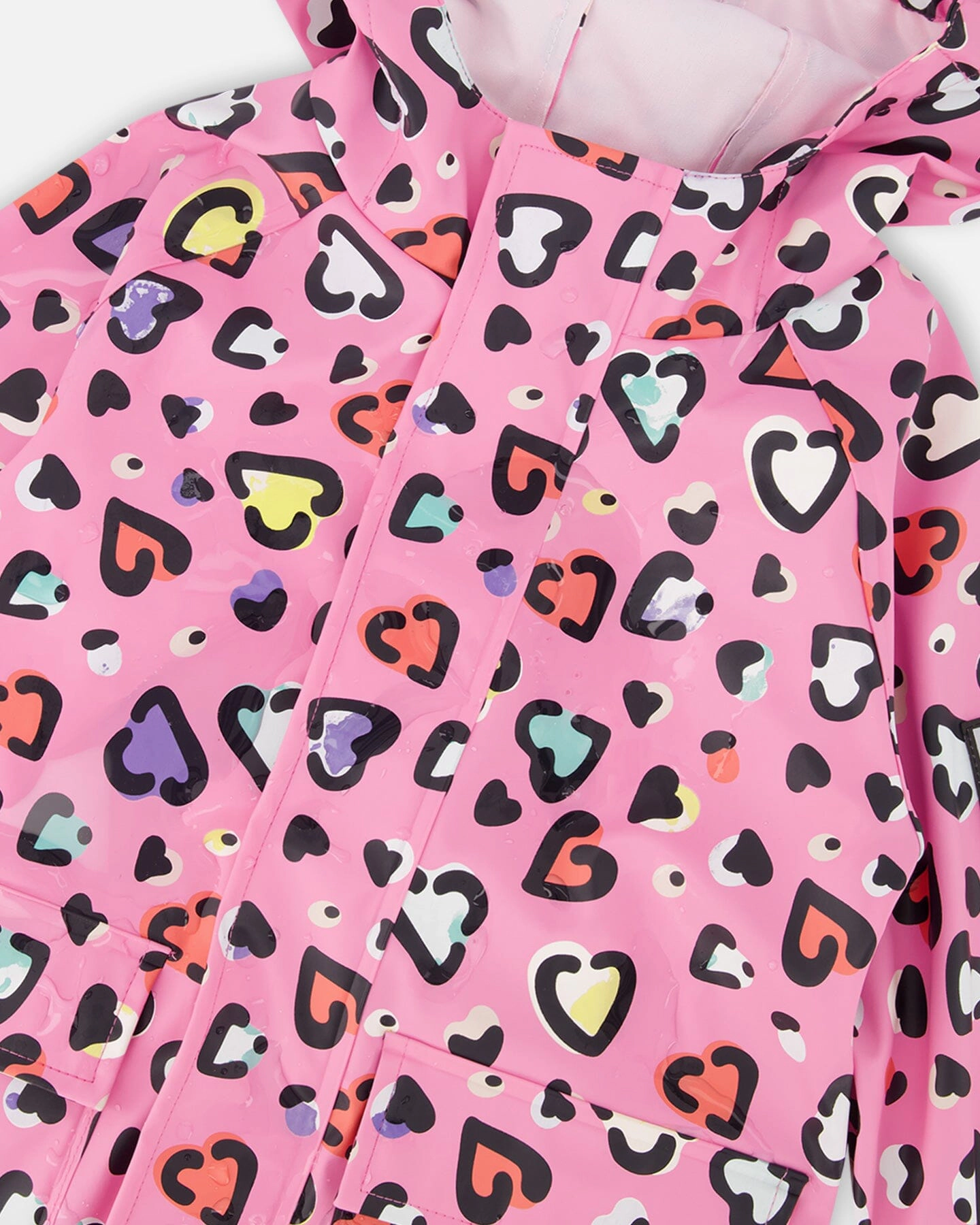 Deux par Girls Rain Jacket Polyurethane Heart Print