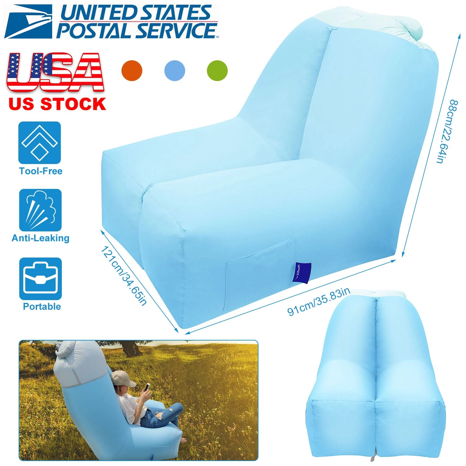 GBruno Inflatable Air Lounger With Carrying Bag