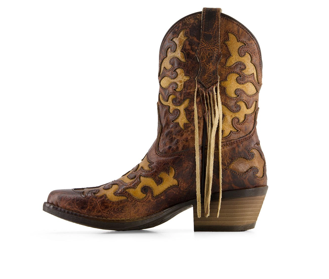 Forastero Womens Genuine Leather Pointed Toe Cowgirl Boots