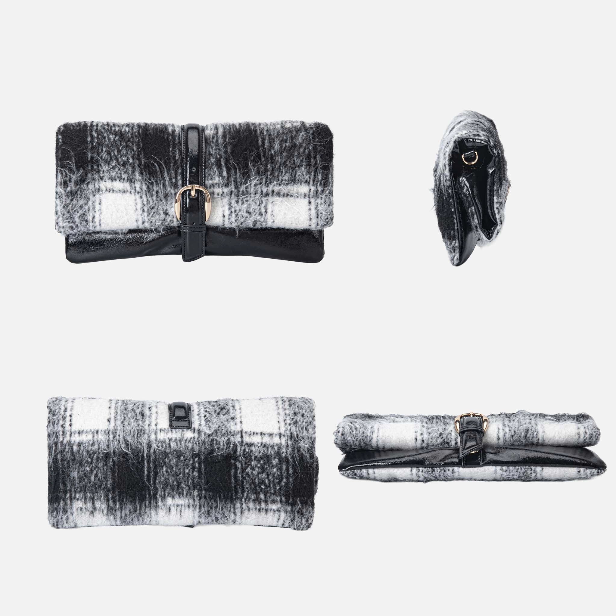 Mia K Collection Koumei Shearling-Trim Vegan Leather Bag