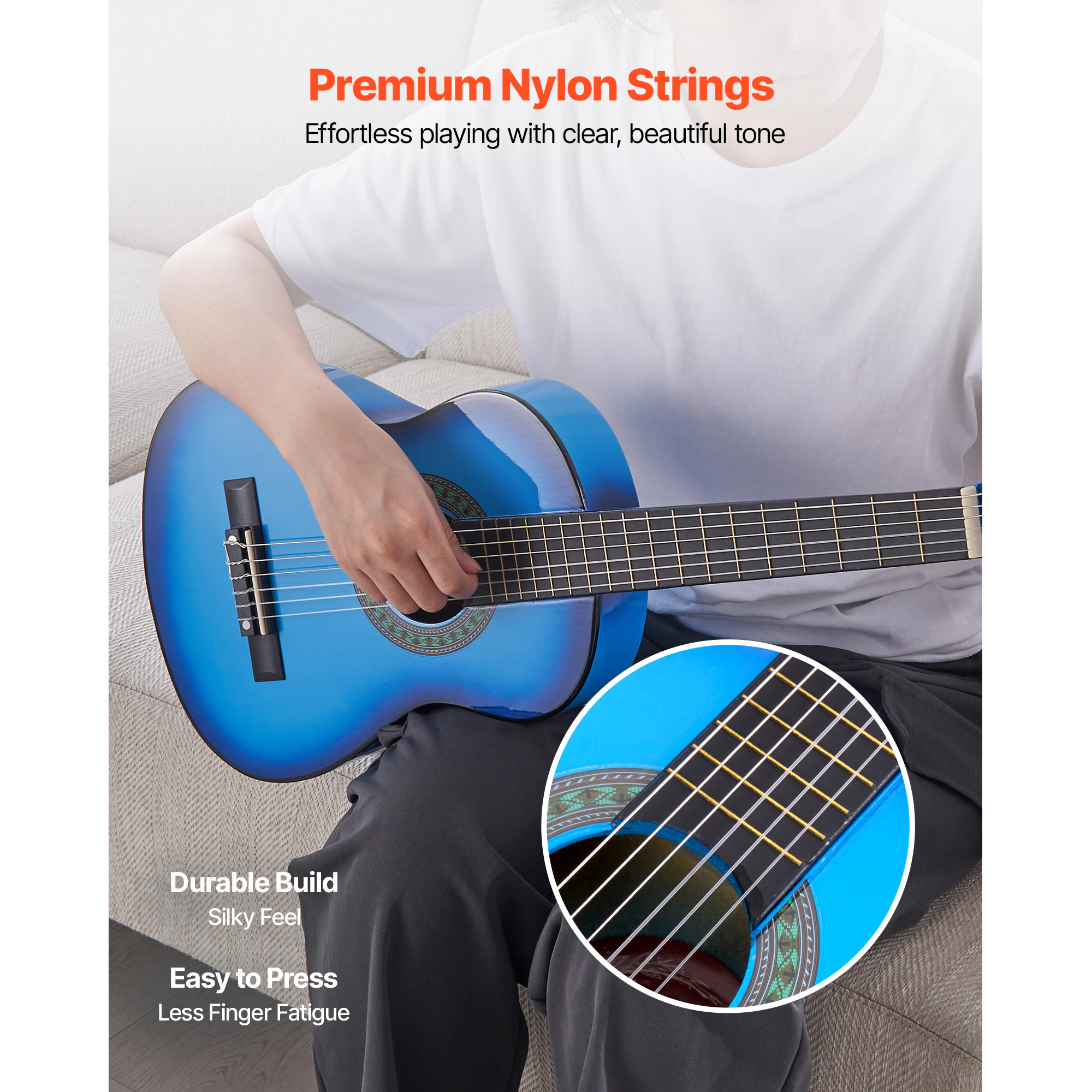 HONGGE Classical Guitar 38 Inch Wood Classical Guitar Starter Kit for Beginners with Nylon Strings Gig Bag Strap Tuner