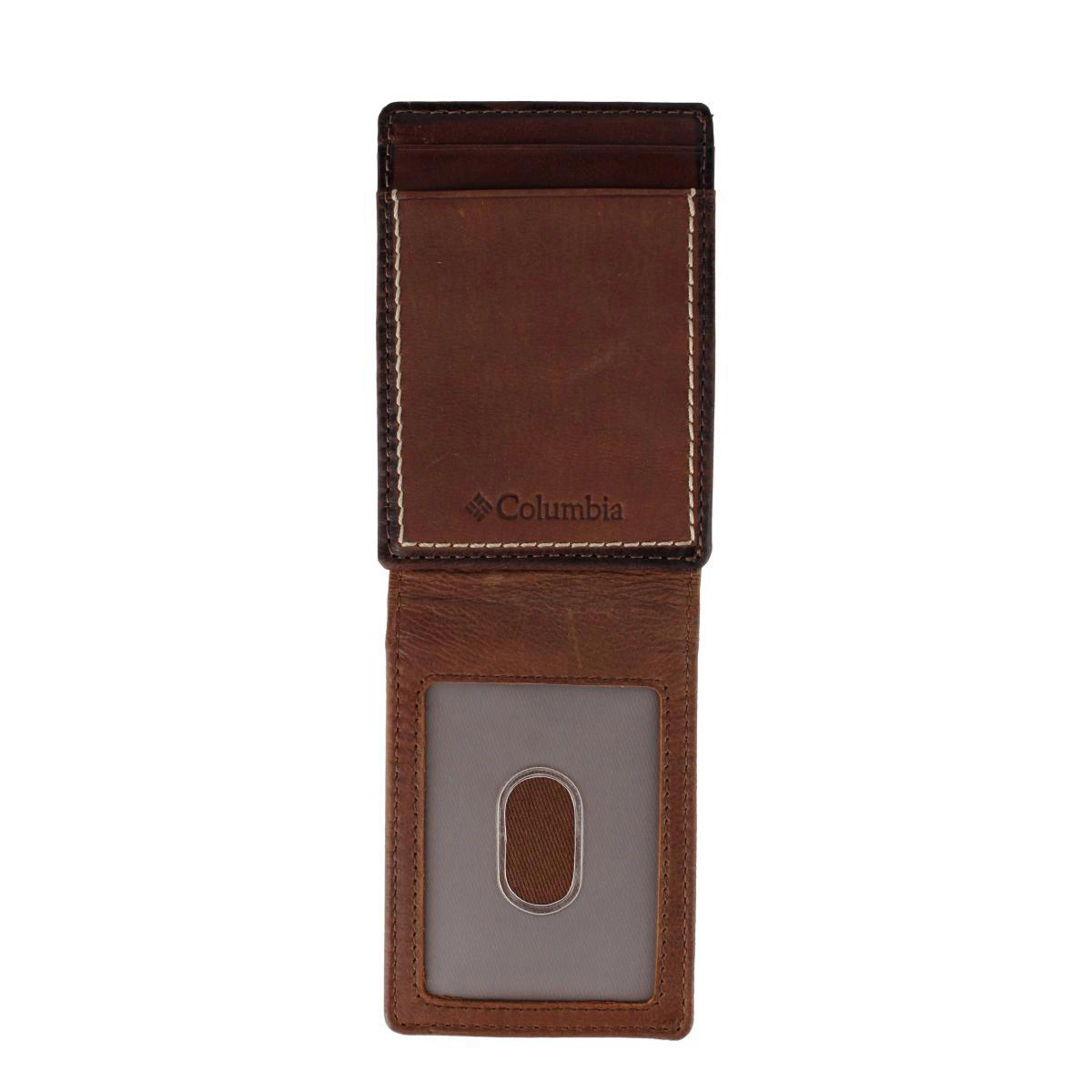 Columbia Men's Leather RFID Front Pocket Wallet with Magnetic Money Clip