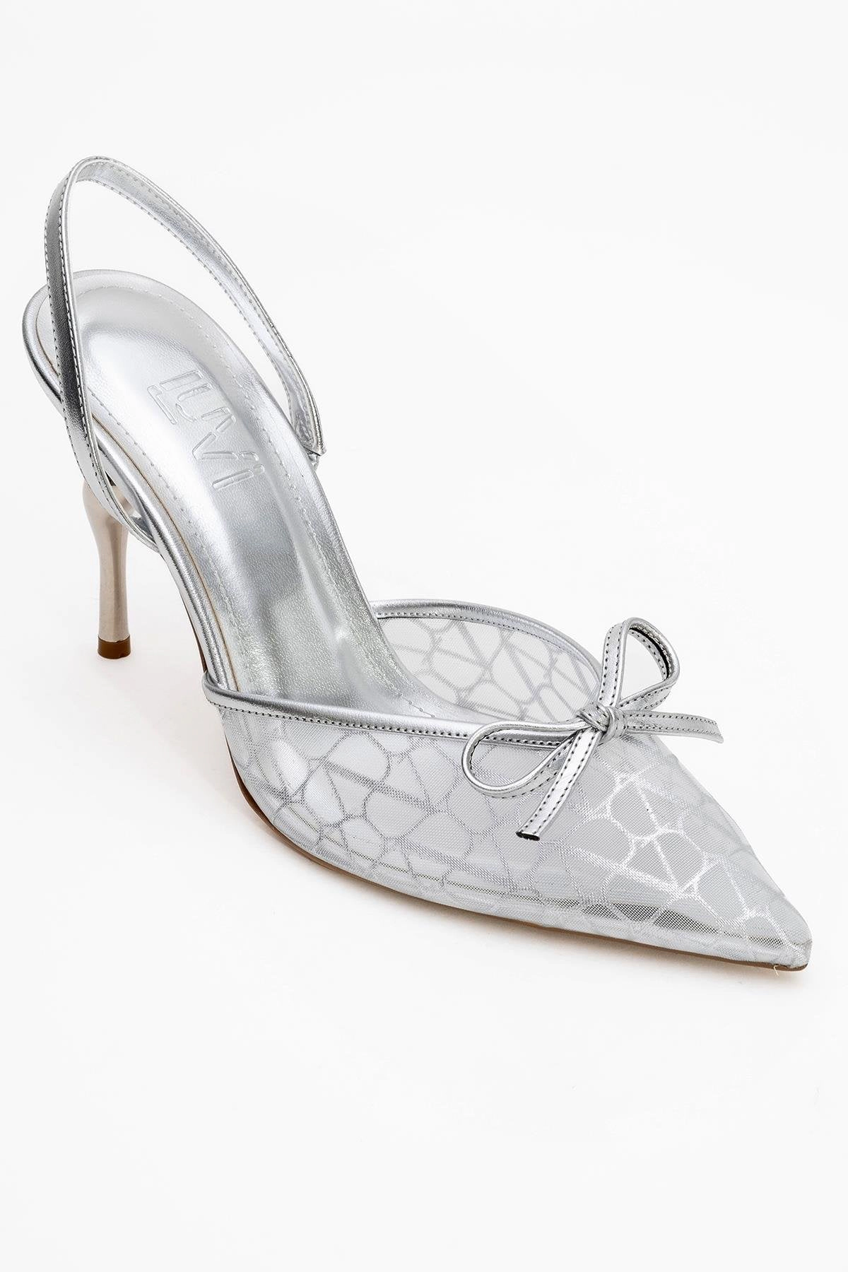 Prologue Shoes Womens Peony Mesh Bow Pointed Toe Pump