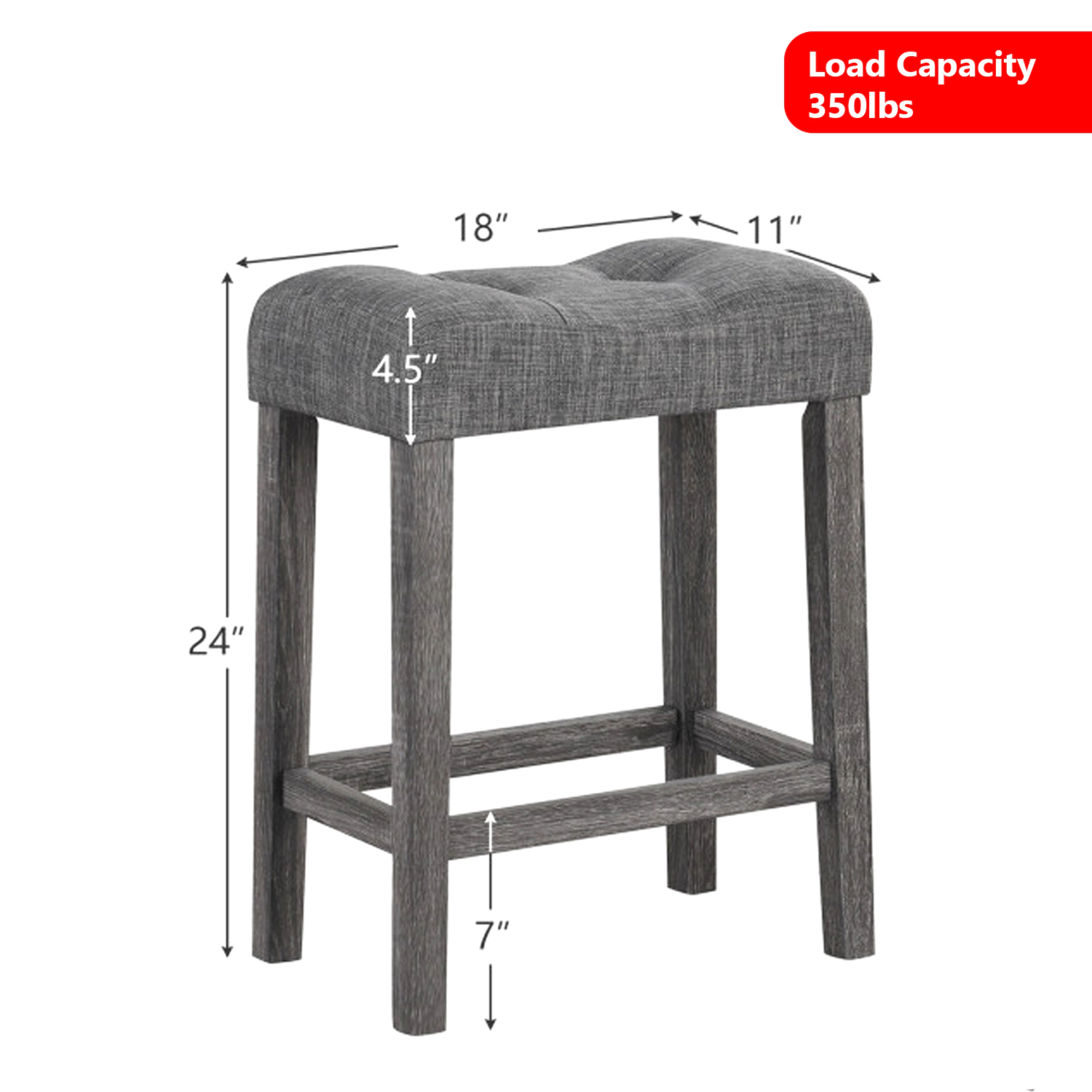Hivvago Set of 2 Saddle-Seat Bar Stools with Padded Cushions