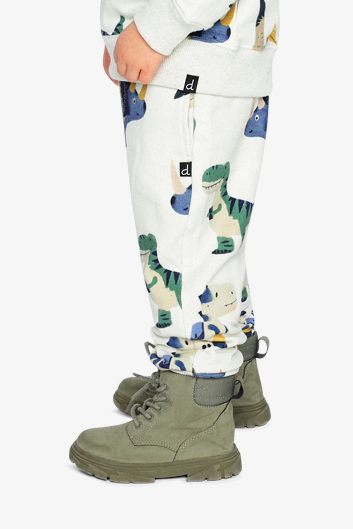 Deux par Deux Boys Fleece Dinosaur Print Drawstring Sweatpants with Pockets