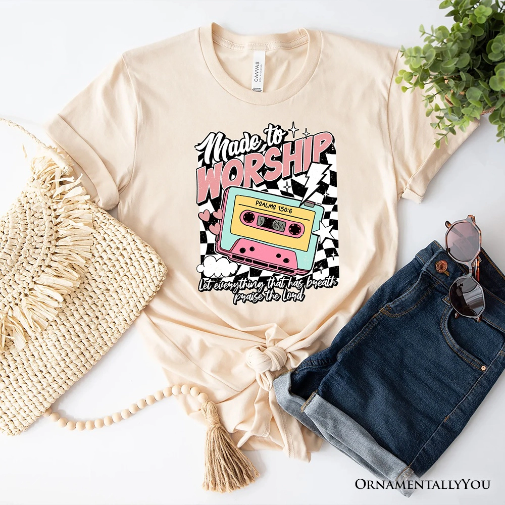 OrnamentallyYou Unisex Made To Worship Christian Retro T-Shirt