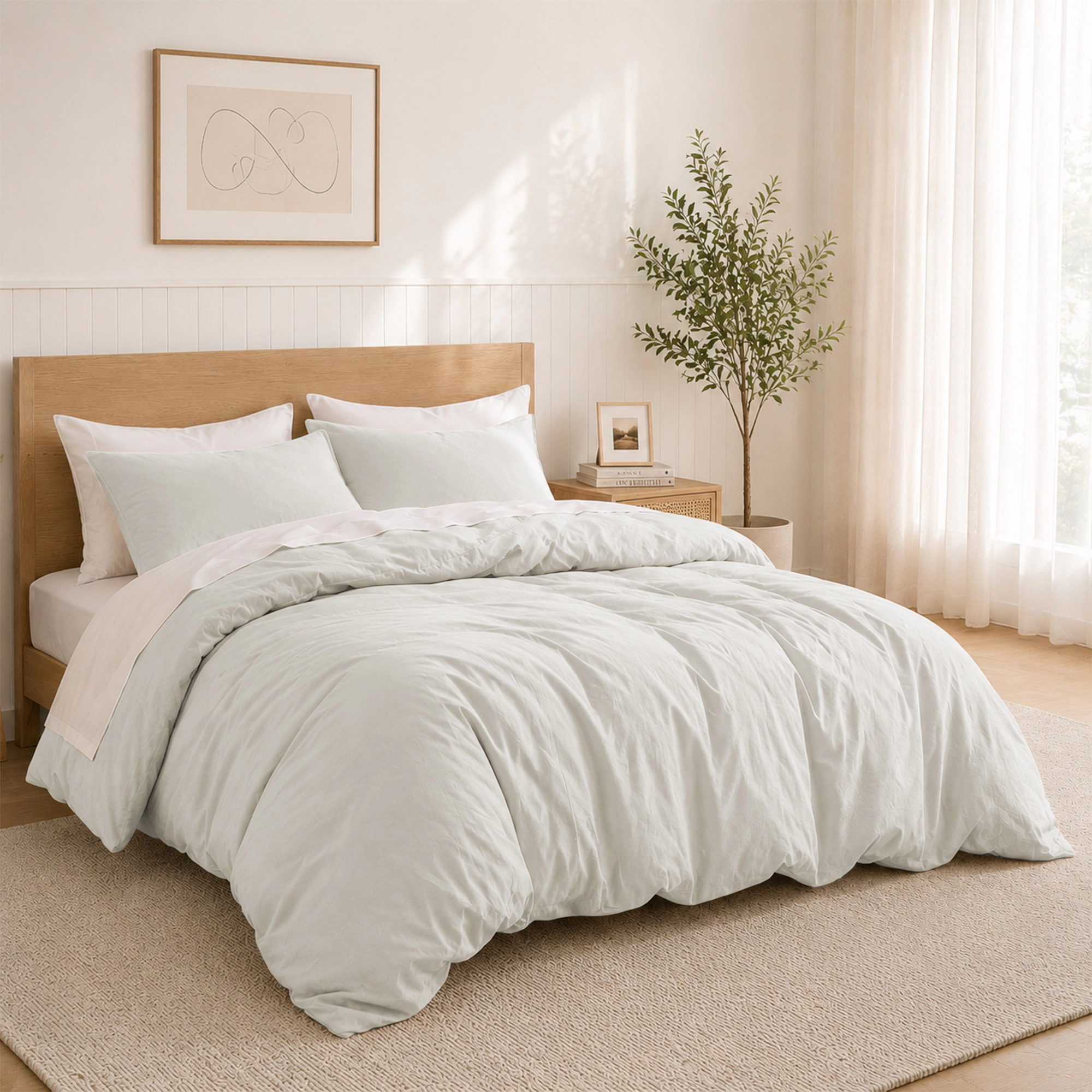 PEACENEST 100% Cotton Duvet Cover Set, Soft Breathable Lightweight Bedding Set