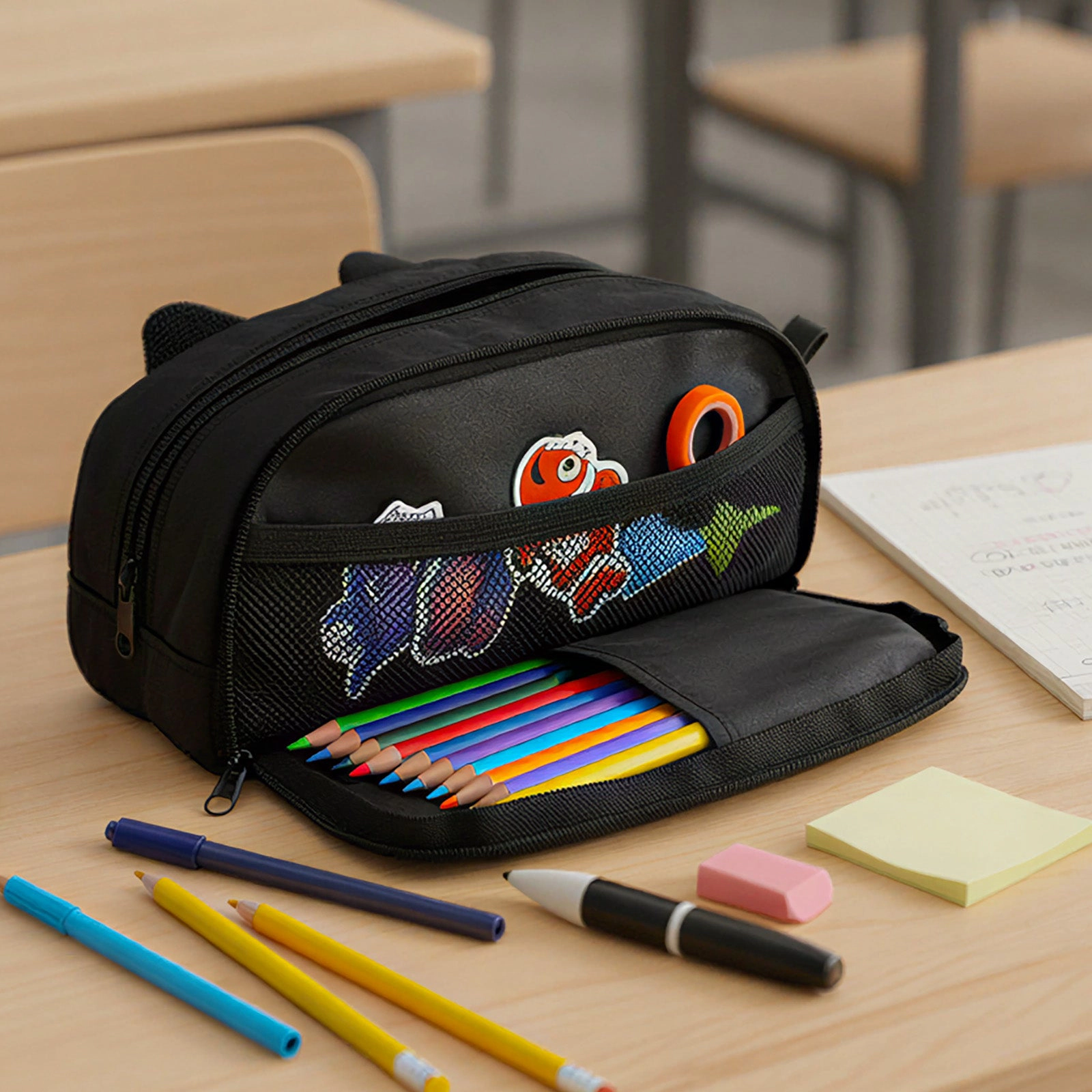 Wrapables 3D Animal Face 2-Compartment Pencil Case