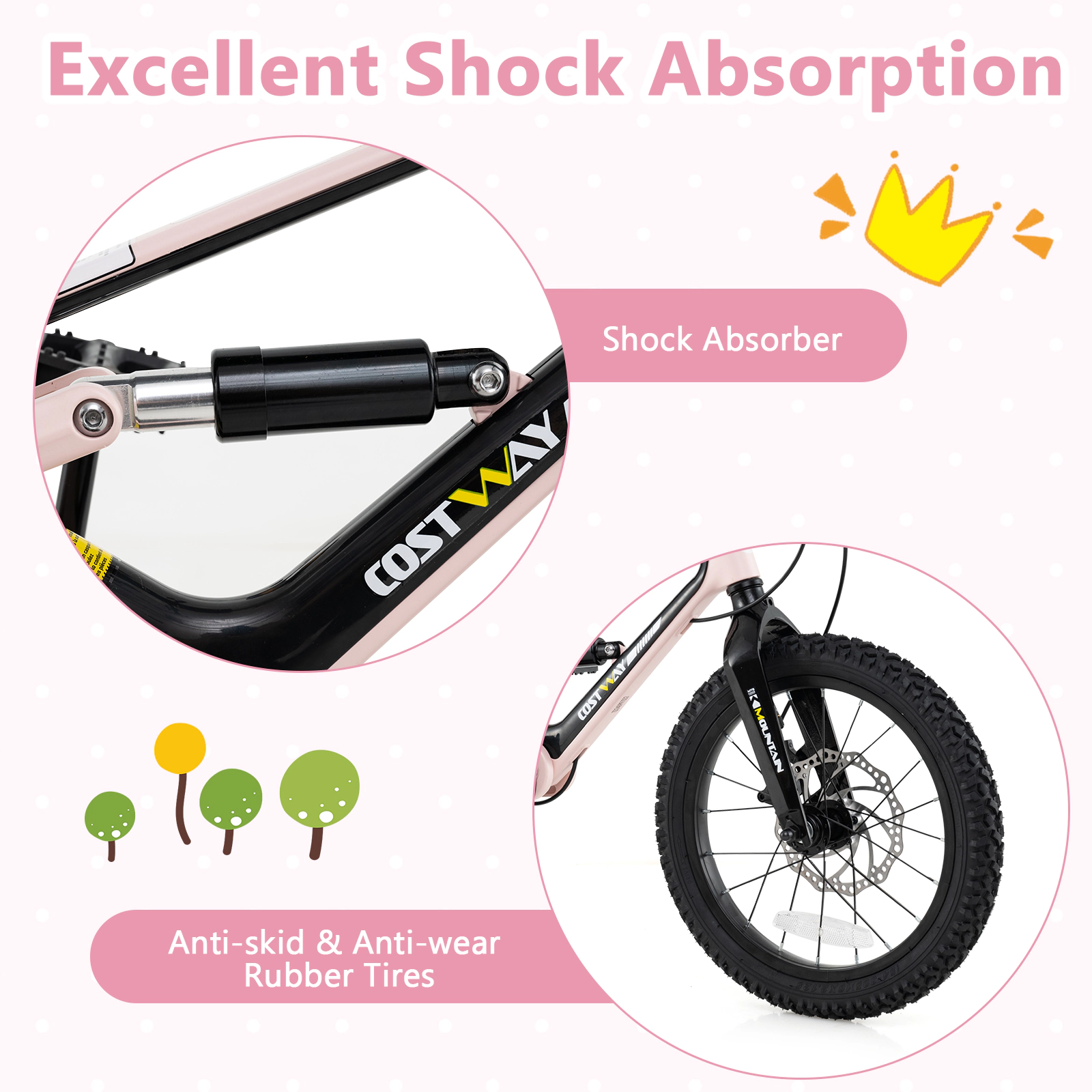 LJG 16 Inch Kids Bike Lightweight with Detachable Training Wheels for Aged 4 to 7-16 Inches