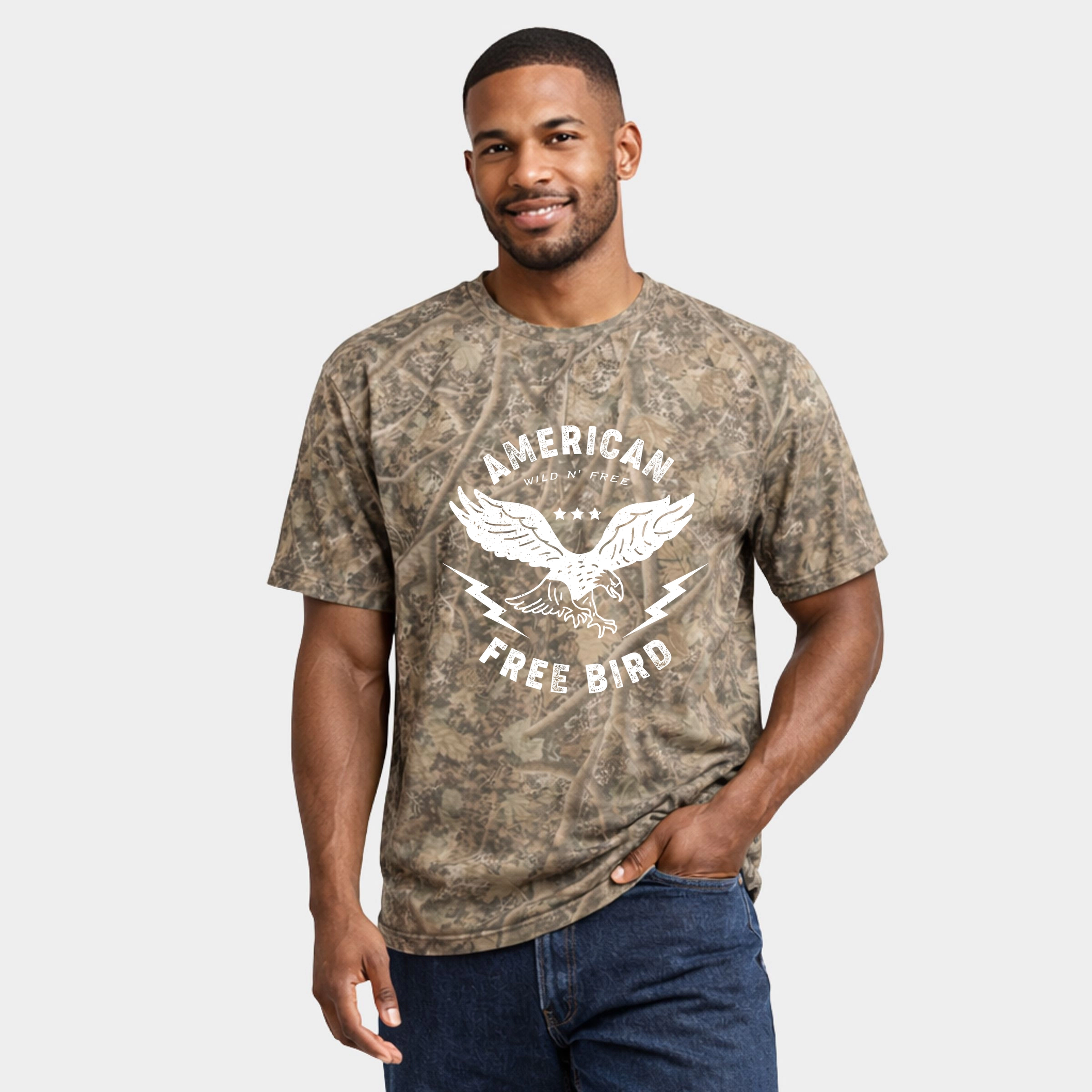 Simply Sage Market - Men's Heavyweight Camo Tee American Free Bird