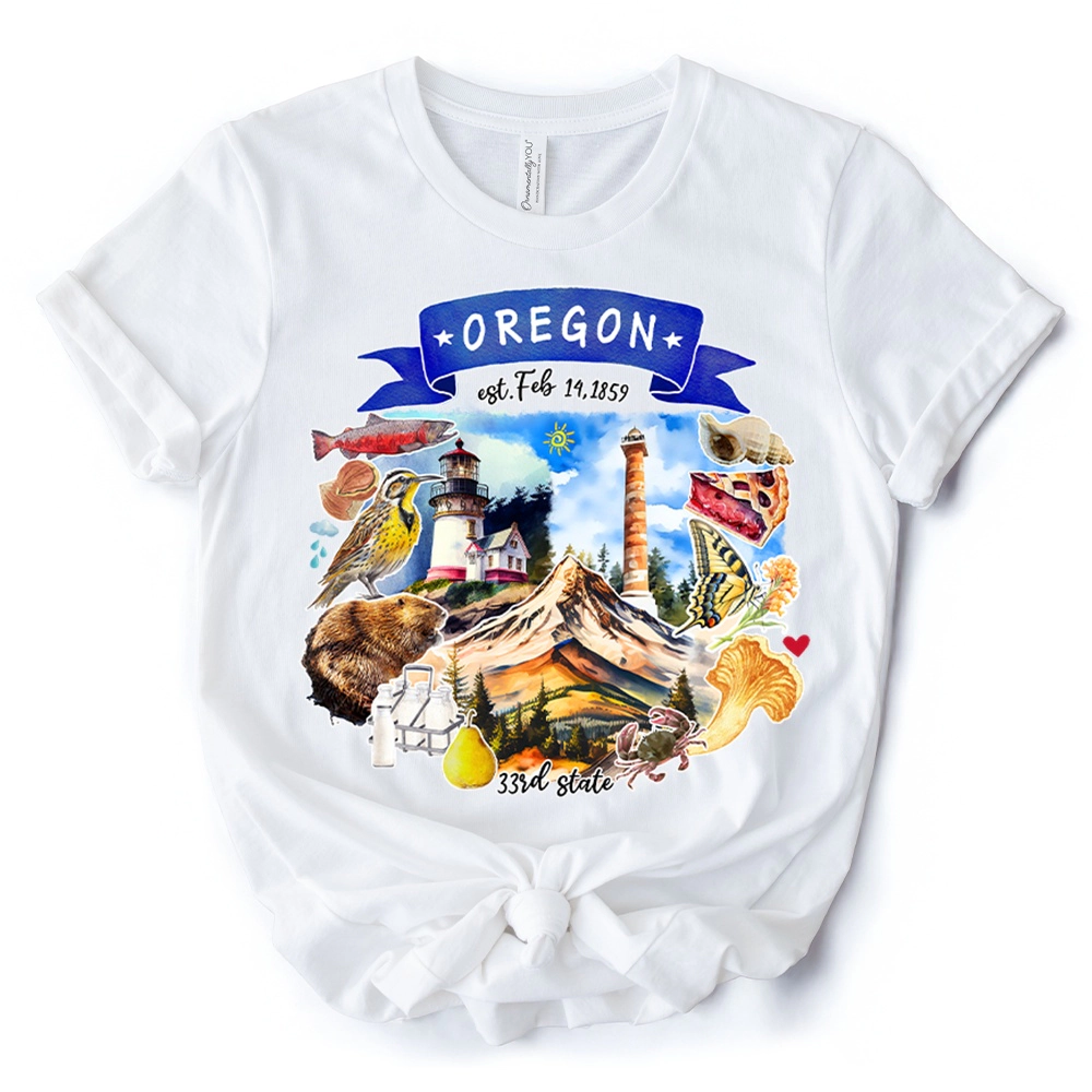OrnamentallyYou Unisex Artistic Oregon State Themes And Landmarks T-Shirt