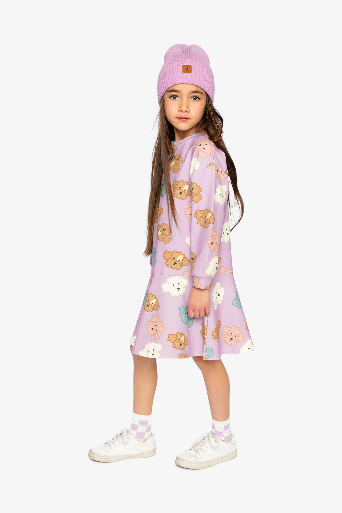 Deux par Girls Poodle Print Drop-Waist French Terry Dress