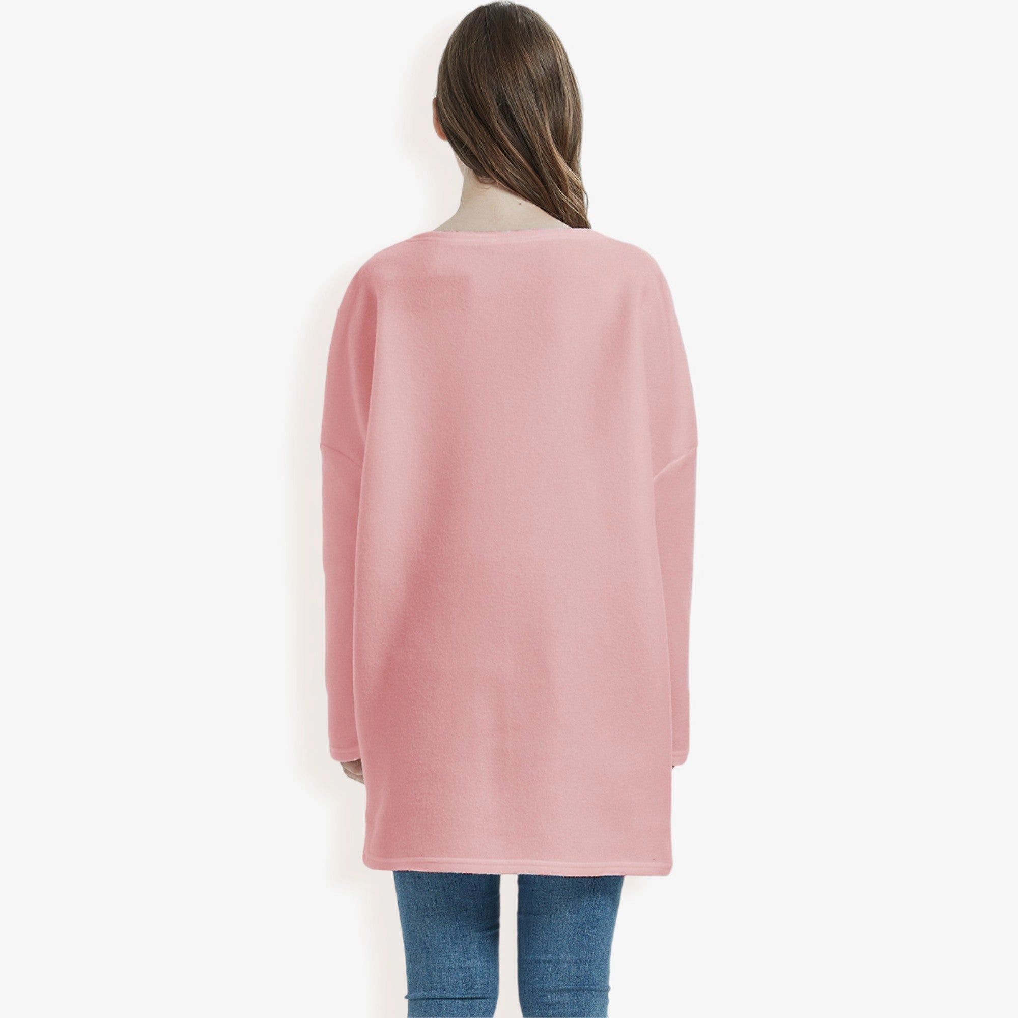 Anna-Kaci Women's Oversized V-Neck Fleece Tunic Sweater Long Sleeve Cozy Top