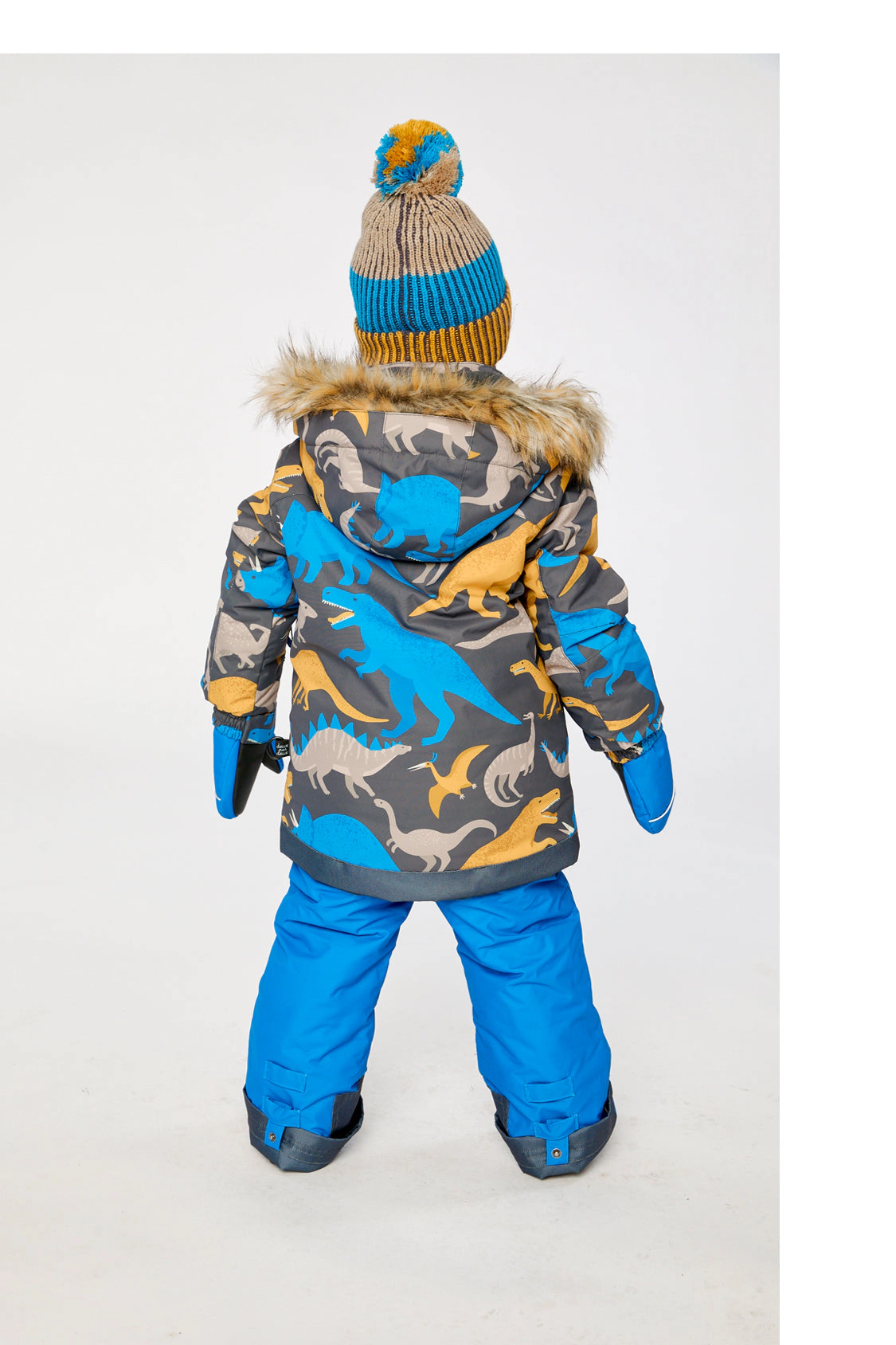 Deux par Boys Dinosaur Print Two Piece Play Snowsuit with Hooded Jacket and Snow Pants