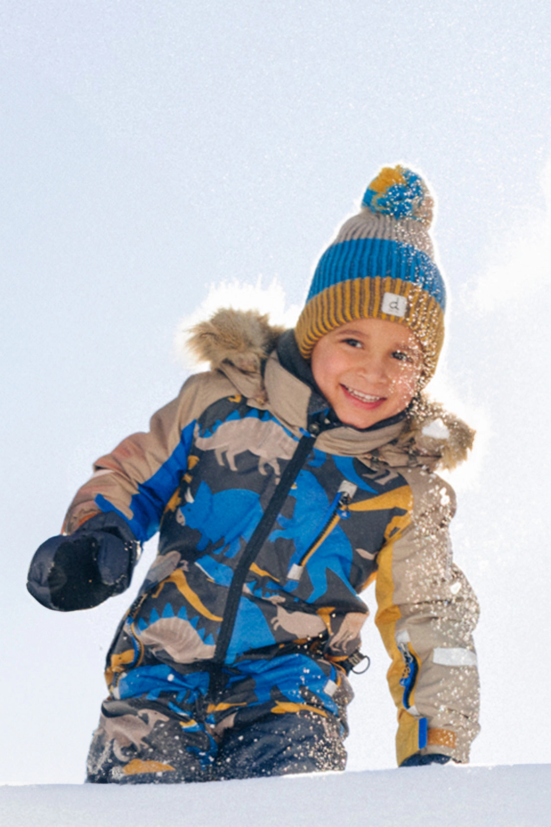Deux par Boys Dinosaur Print One Piece Play Snowsuit with Detachable Hood