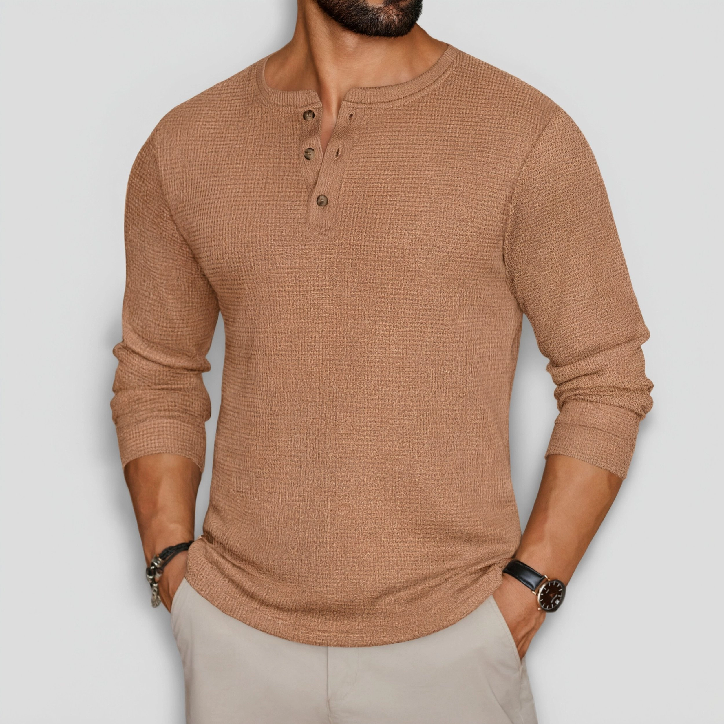 Ekouaer Mens Henley Long Sleeve Shirts Waffle T Shirt Lightweight Thermal Undershirts