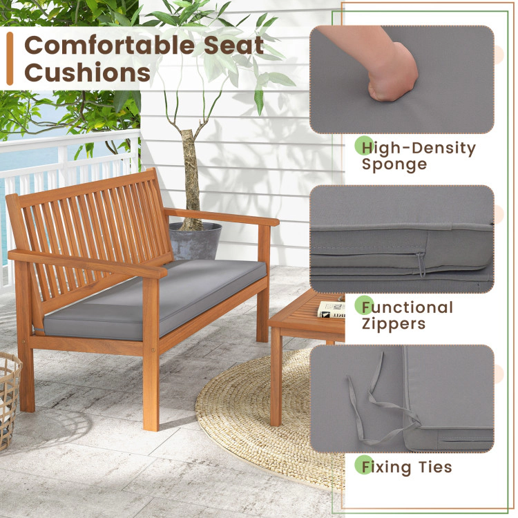 Hivvago 4 Piece Patio Wood Furniture Set Acacia Sofa With Loveseat