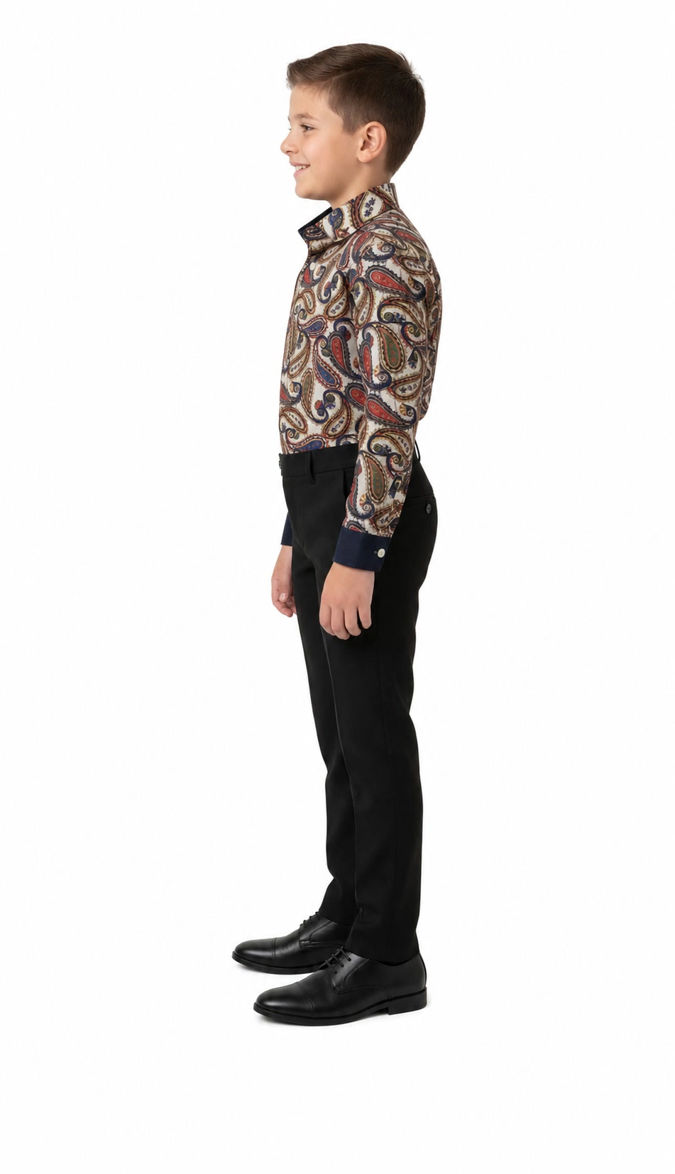 Elie Balleh Boys Slim Fit Royal Paisley Button-Down Shirt