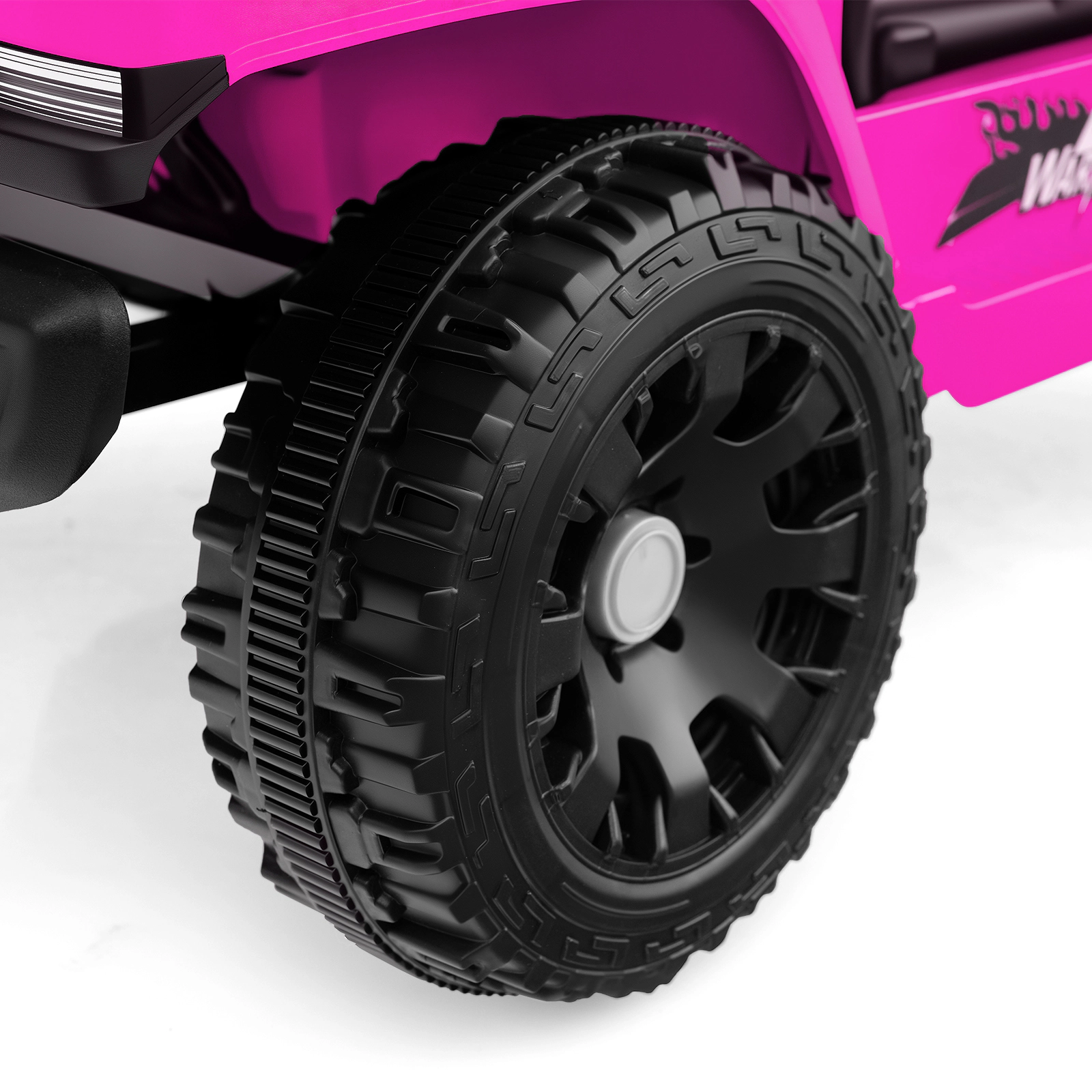 12V Kids Ride On Truck Parent Remote Emergency Brake Lockable Doors Foldable Rearview Mirrors Ages 3+ Pink