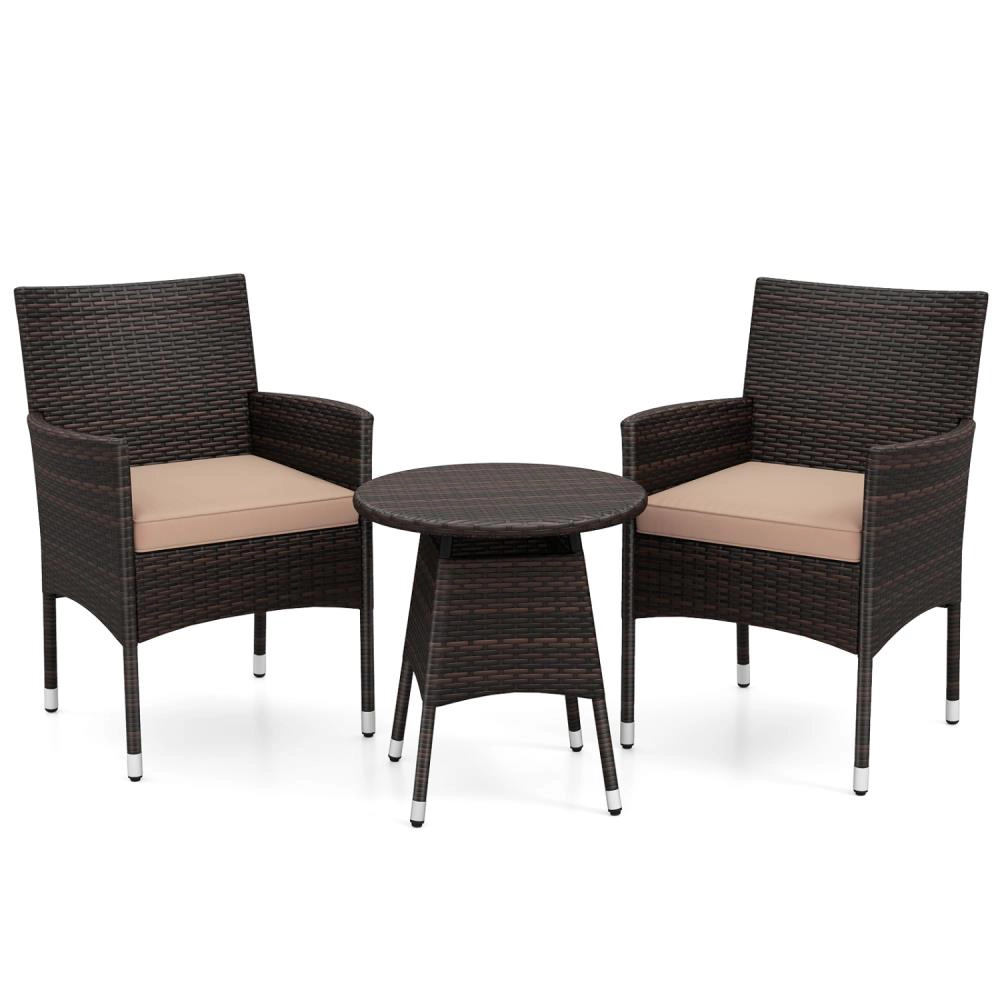 Hivvago 3 Piece Patio Furniture Set Outside Bistro For Porch