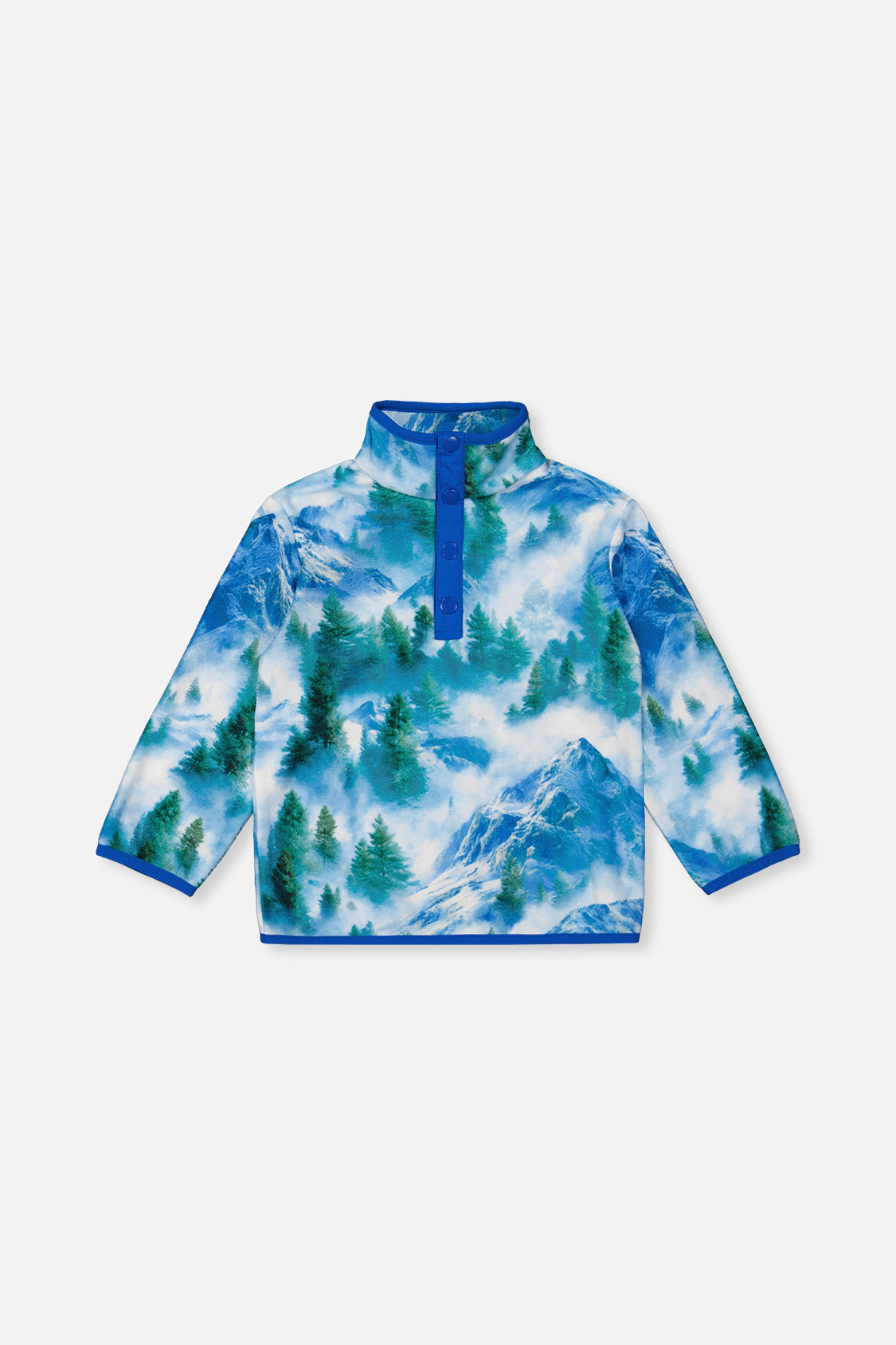 Deux par Boys Mountain Print Mid-Season Plush Pop-Over Polar Jacket