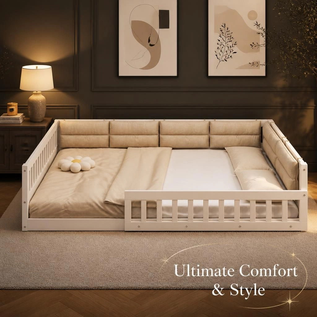 GOODSILO Full Solid Wood Low Profile Queen Bed Frame
