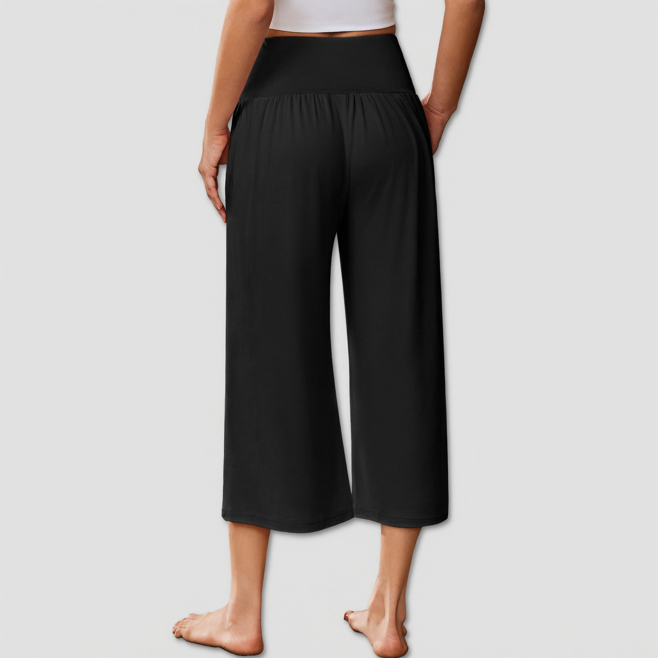 Ekouaer Womens Pajama Pants Wide Leg Capri Yoga Lounge Comfy Sleep Pj Bottoms with Pockets