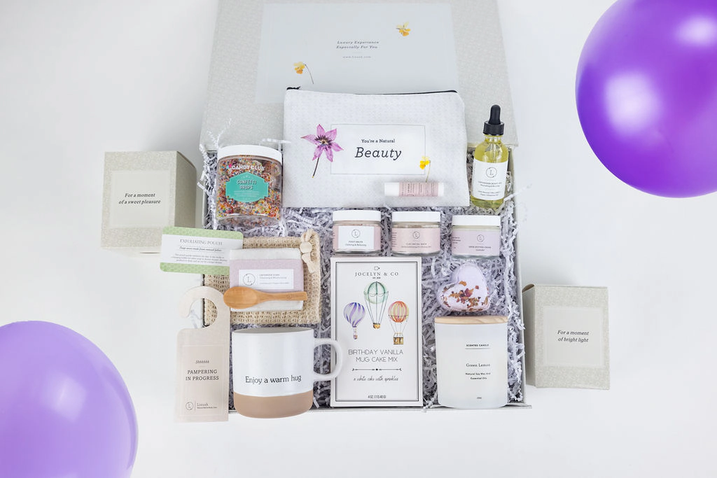 Lizush Happy Birthday SPA Basket - Pampering Lavender Gift Box