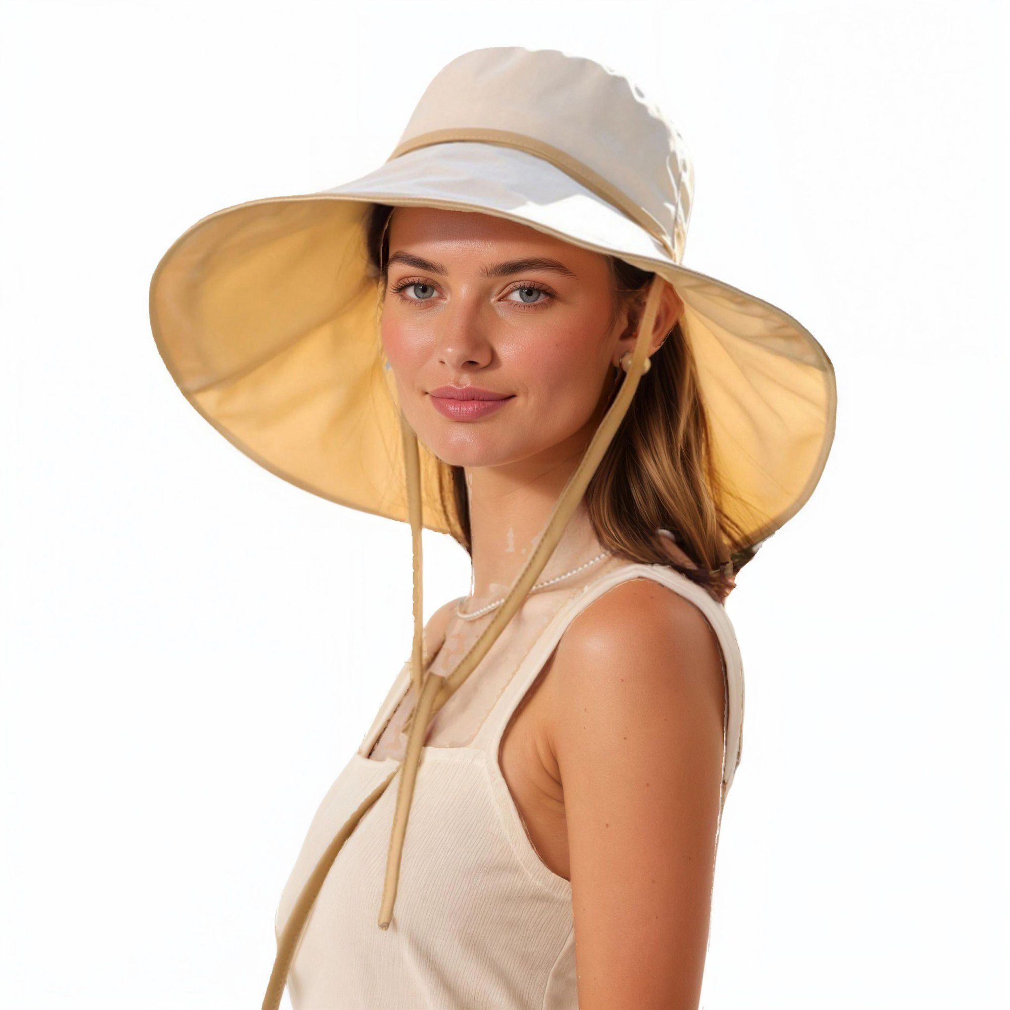 Anna-Kaci Women's Wide Brim Soft Sun Hat with Tie Strap Lightweight Casual Headwear
