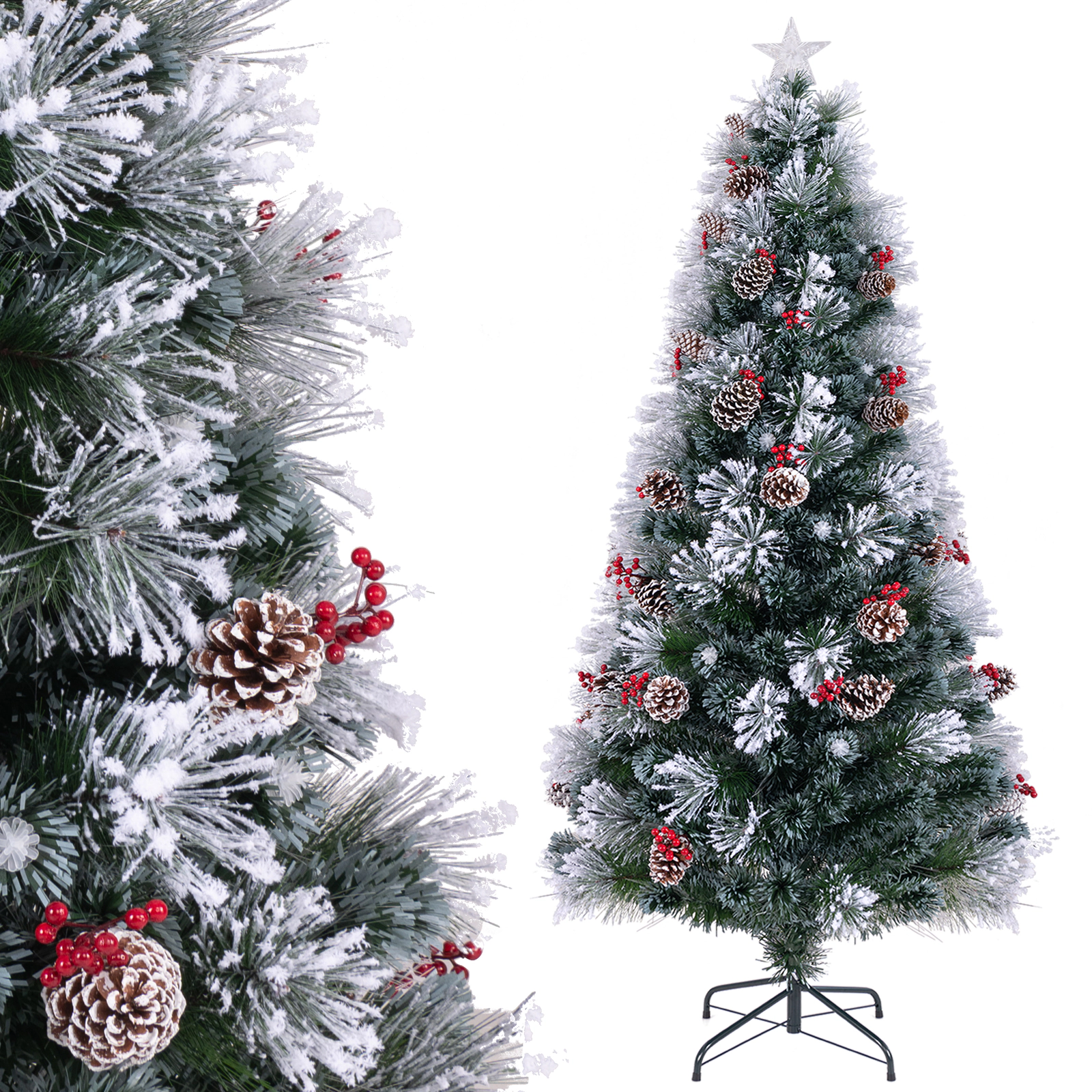 LJG 7 FT Flocked Christmas Tree with 8 Lighting Modes