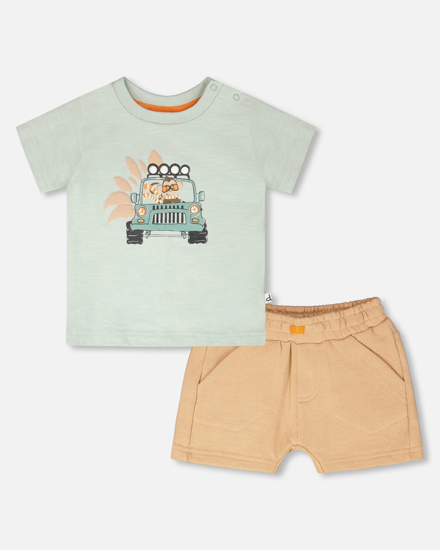 Deux par Boys Organic Cotton Jeep Print T-Shirt and Shorts Set