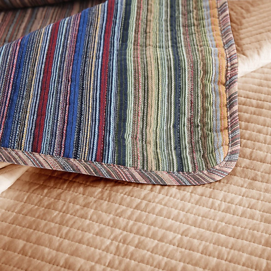 MarCielo 3 Pieces 100% Cotton Striped Quilt Bedspread Set-Soft Lightweight Bedding