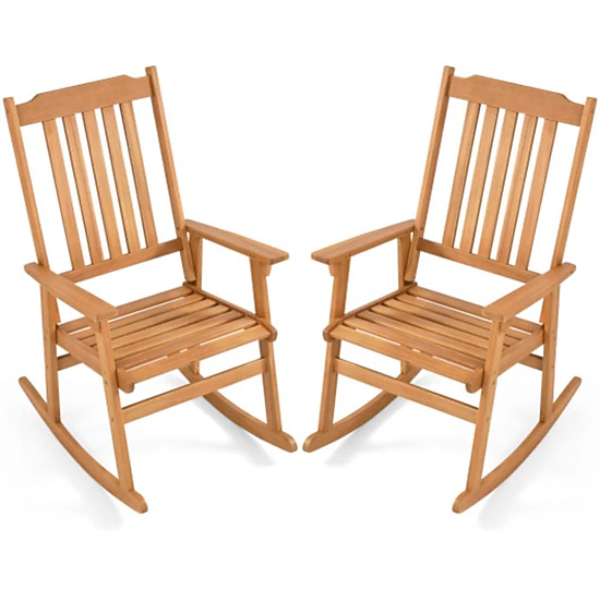 Hivvago Acacia Wood Oversized Rocking Chair With High Back And Armrests For Outdoor