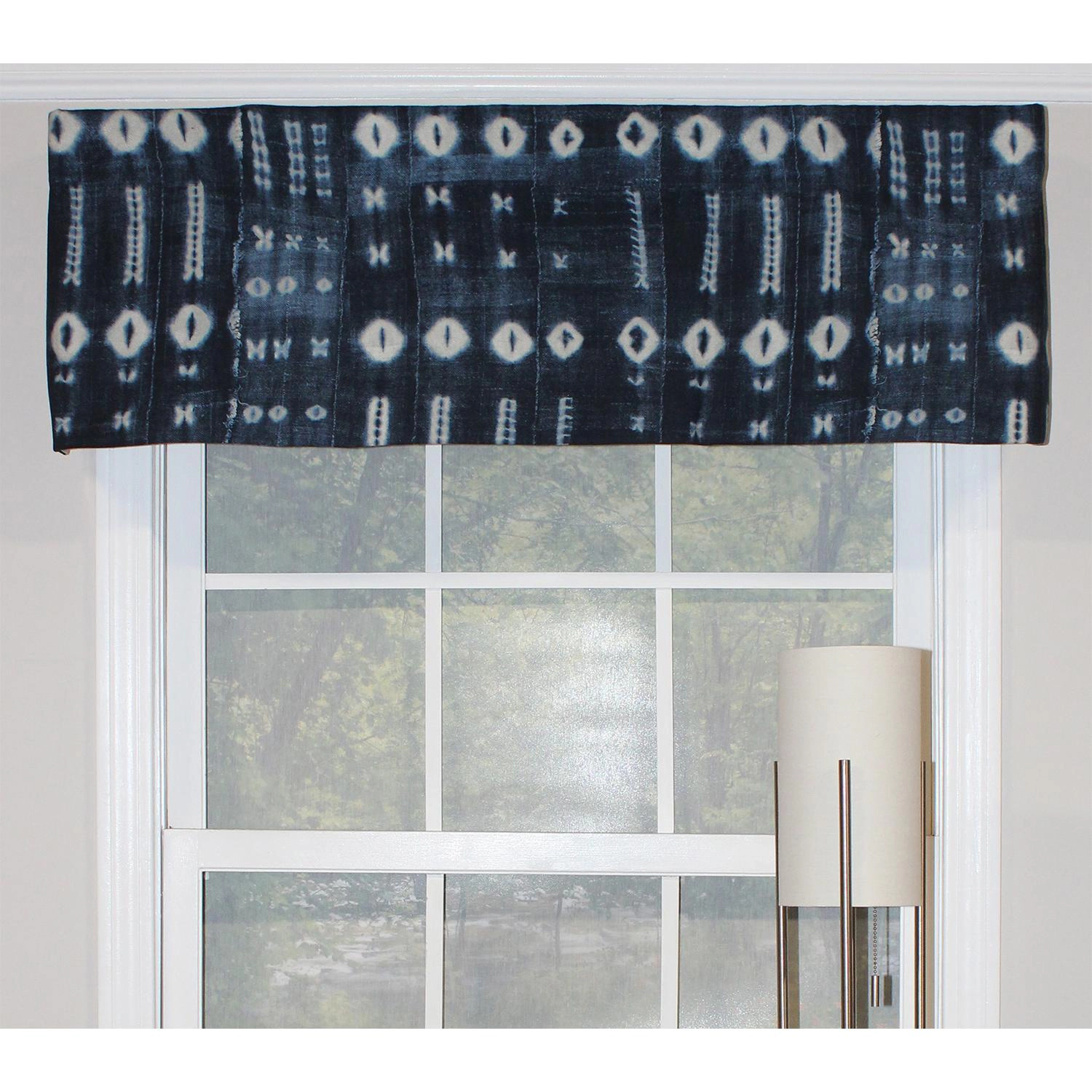 RLF Home Binary Tailored Window Treatment Valance 3" Rod Pocket 50" x 14" Navy Blue