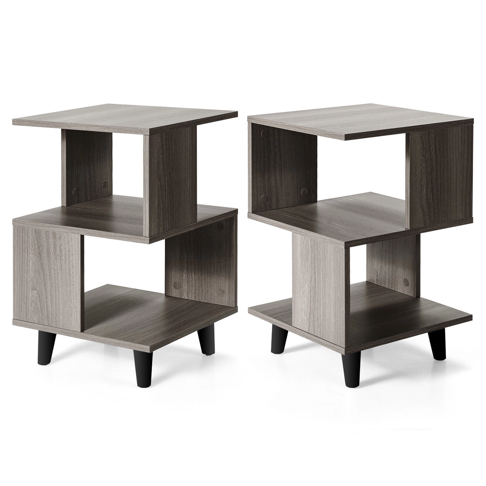 SlickBlue 2-Piece Nightstand Set with 3-Tier Open Storage