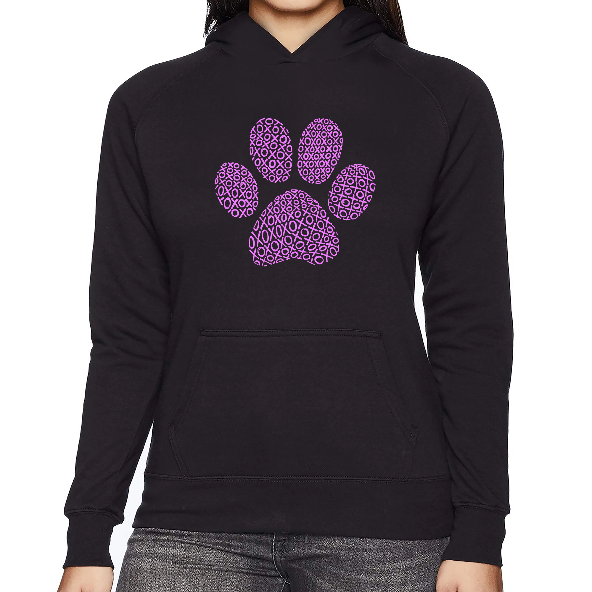LA Pop Art XOXO Dog Paw - Women's Word Hooded Sweatshirt