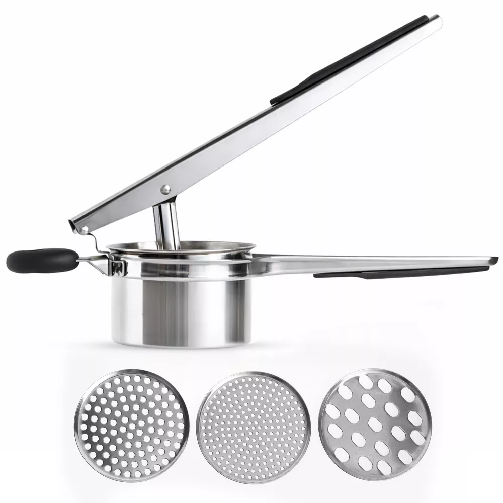 Luminuxe 15oz Potato Ricer, Heavy Duty Stainless Steel Potato Masher & Ricer Kitchen Tool, Nonslip Handle, Press & Mash