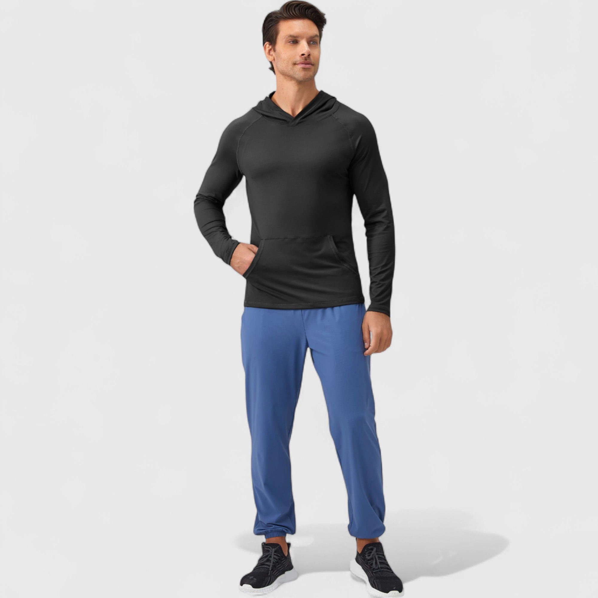 Anna-Kaci Men's Long Sleeve Pullover Hoodie with Front Kangaroo Pocket and Athletic Fit