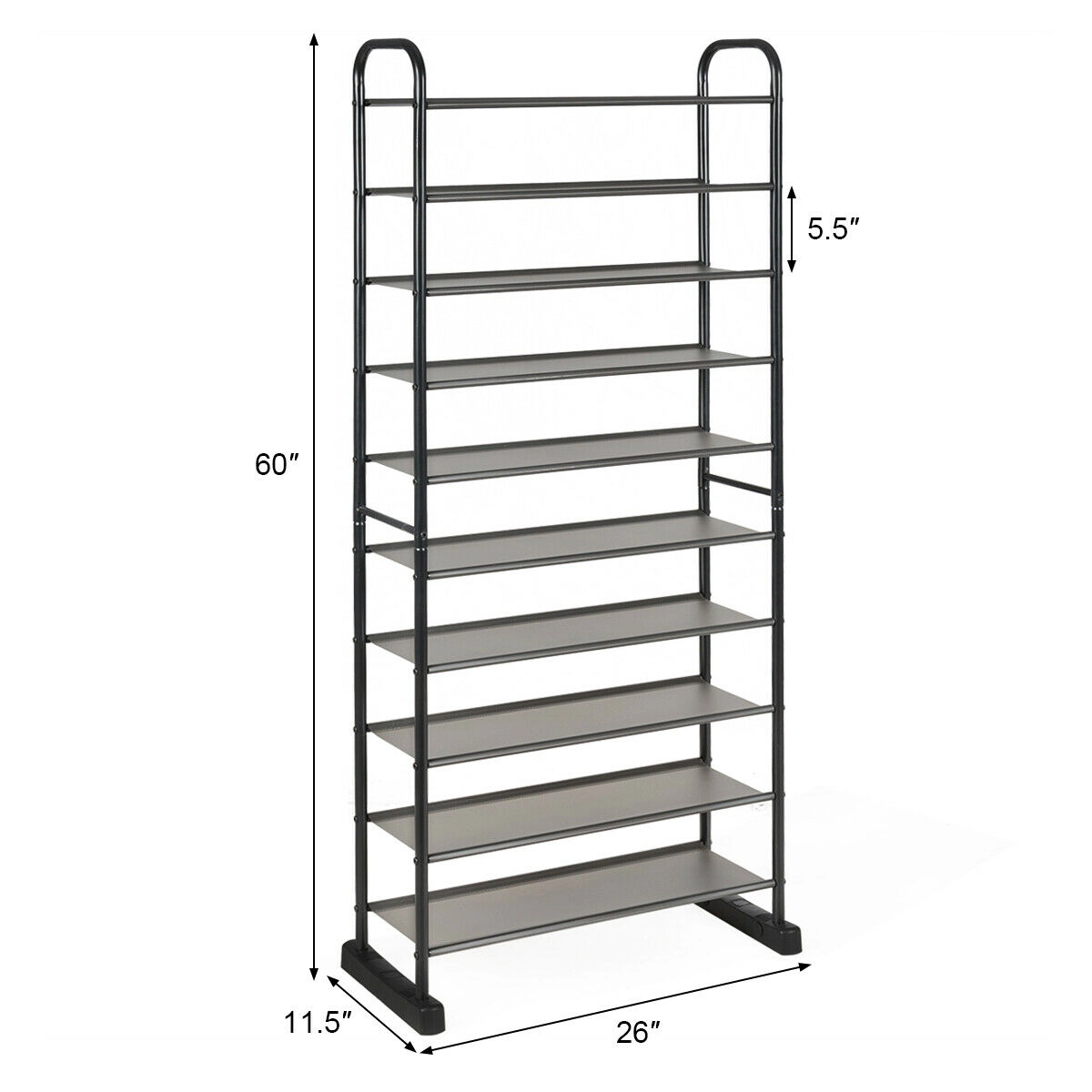 Hivvago 10-Tier Metal Shoe Storage Rack for Home and Entryway