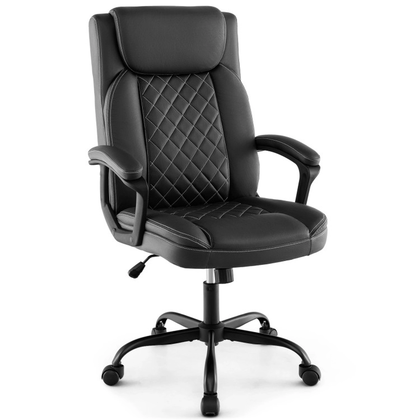 SUGIFT High Back Thick Headrest Leathaire Executive Office Chair 26-in x 25-in x 43.5-in 350-lb Capacity Black