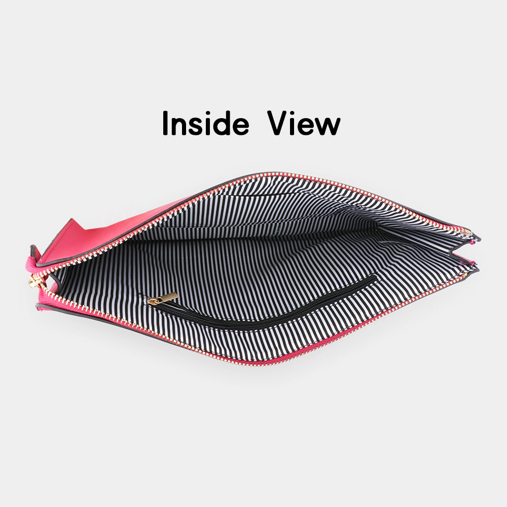 Fashnzfab Solid Faux Leather Clutch Bag