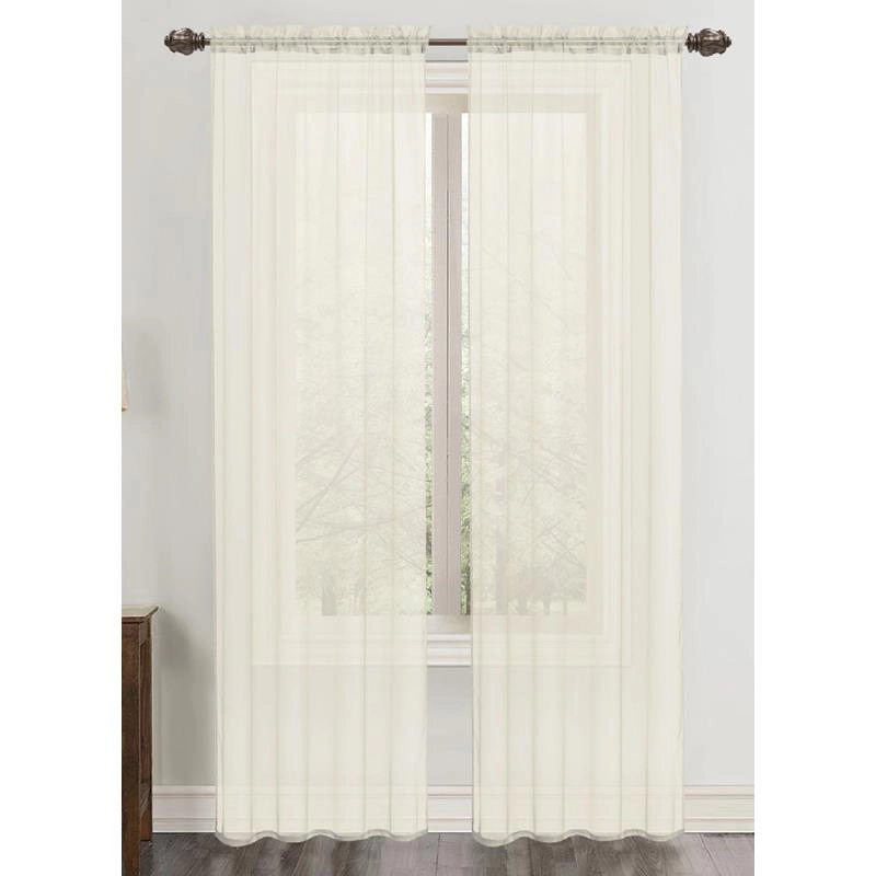 RT Designers Celine Sheer Rod Pocket Window Curtain Panel Pair 55 x 90 Beige