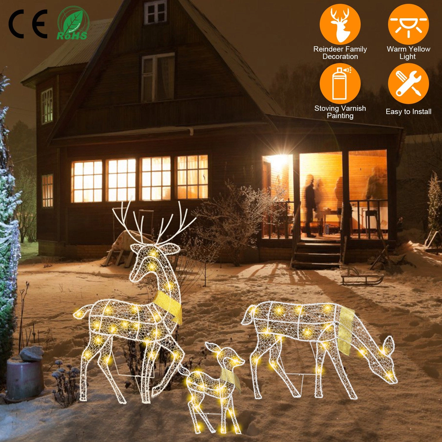 GBruno Lighted 2D Reindeer Family Christmas Decoration