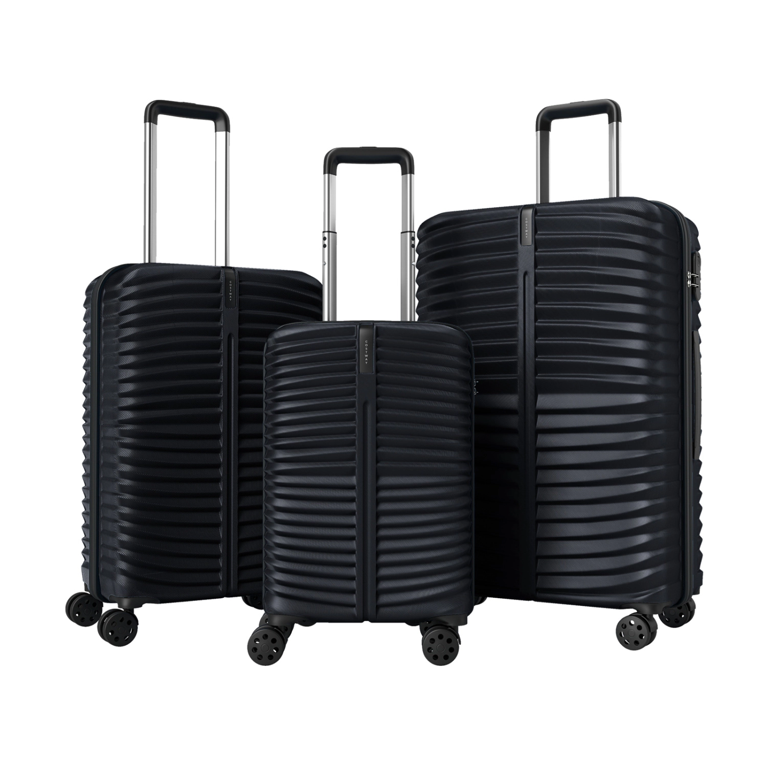 SUGIFT Black 3-Piece 20 24 28-in Nesting Hardside Luggage Set with 8 Spinner Wheels and 3-Digit Lock