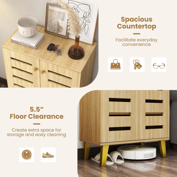 Hivvago 4-Tier Modern Freestanding  Wooden Shoe Cabinet with Doors and Removable Shelves