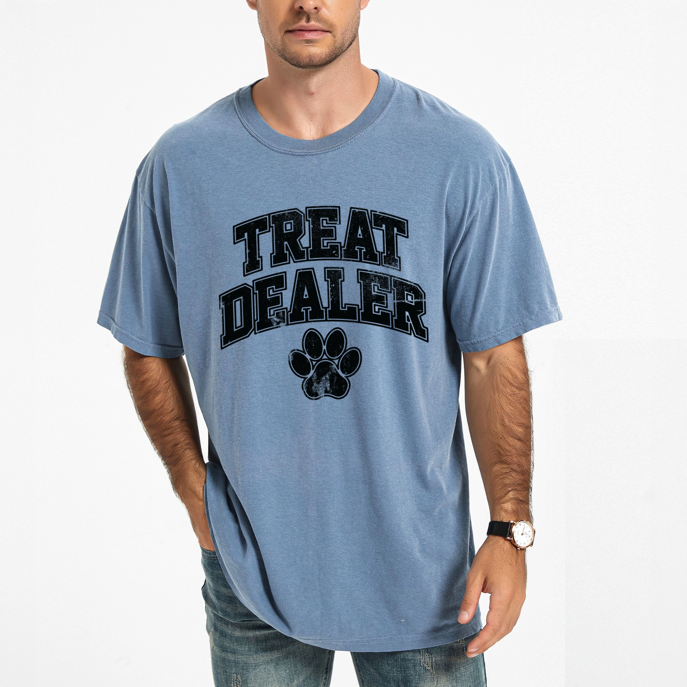 Simply Sage Market - Treat Dealer Paw Men's Garment Dyed Graphic T-Shirt