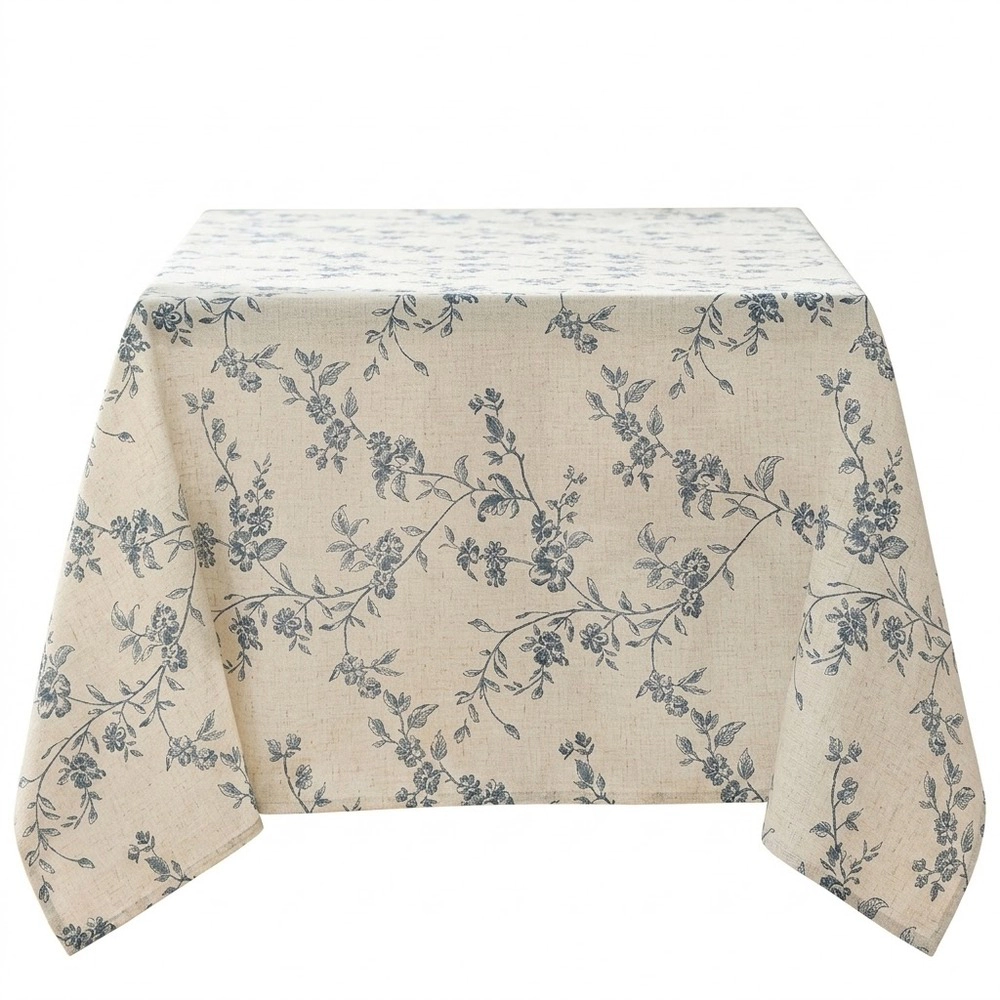 Technopliance Farmhouse Floral Linen Blend Tablecloth 52 x 70 Inch