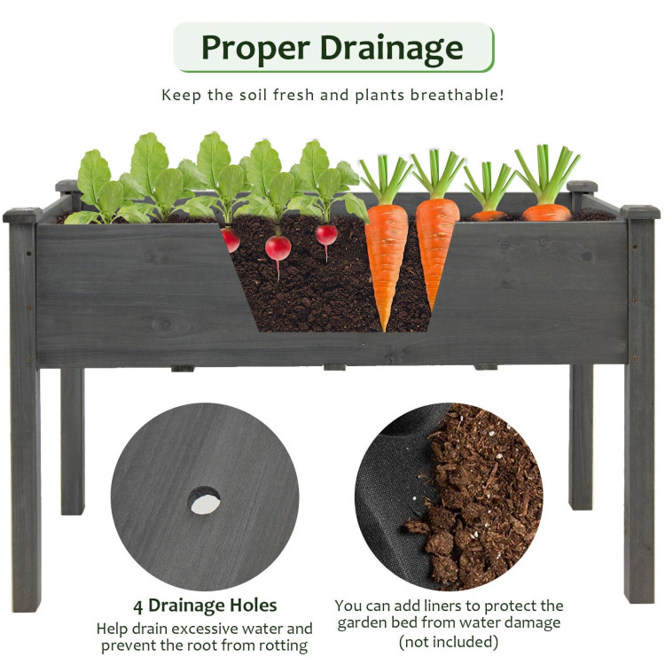 Hivvago Wooden Raised Vegetable Garden Bed Elevated Grow Vegetable Planter