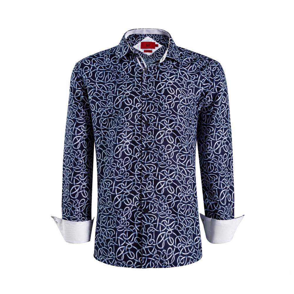 Elie Balleh Slim Fit Mens Swirl Print Shirt