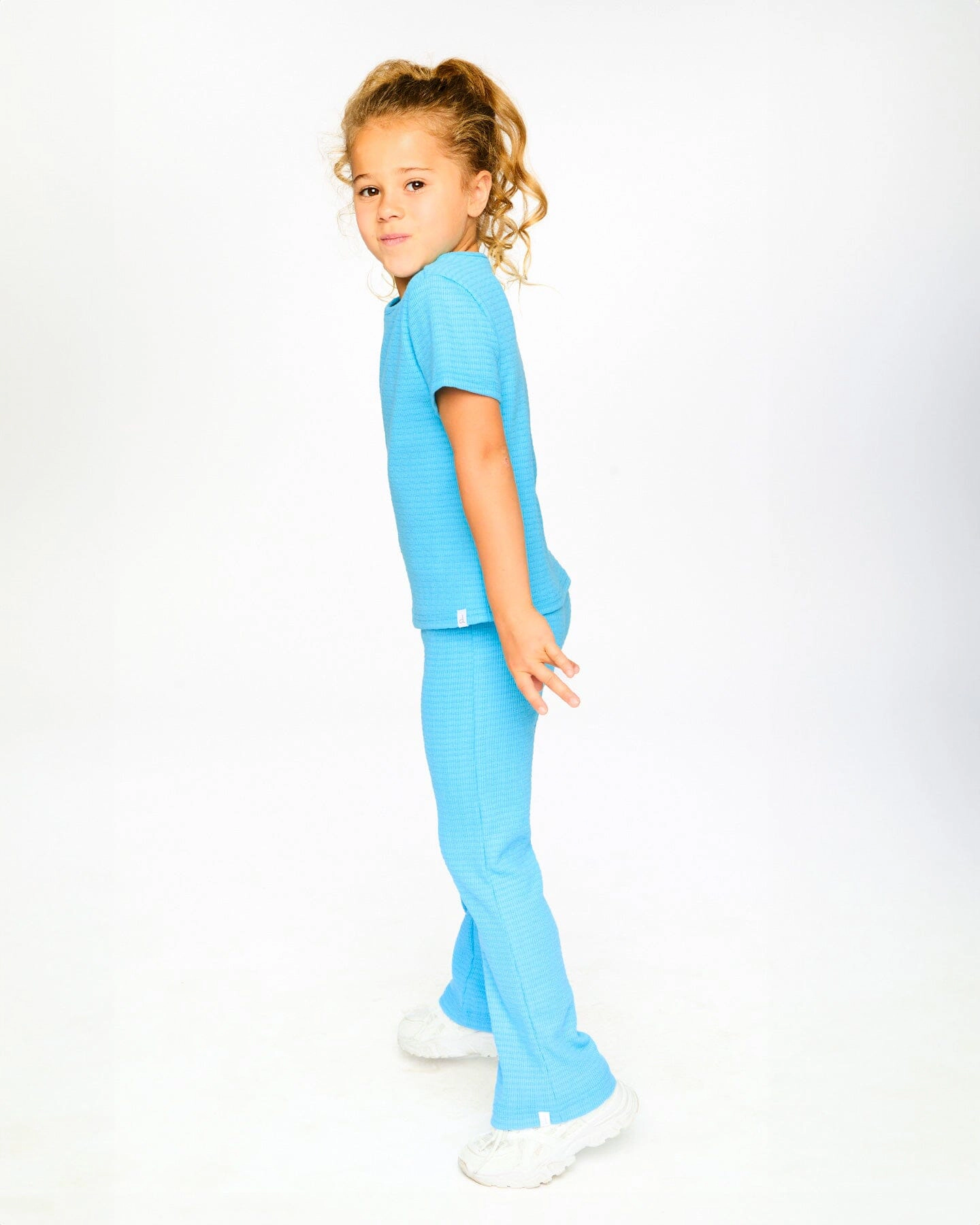 Deux par Girls Crinkle Jersey Elastic Waist Flared Leg Leggings